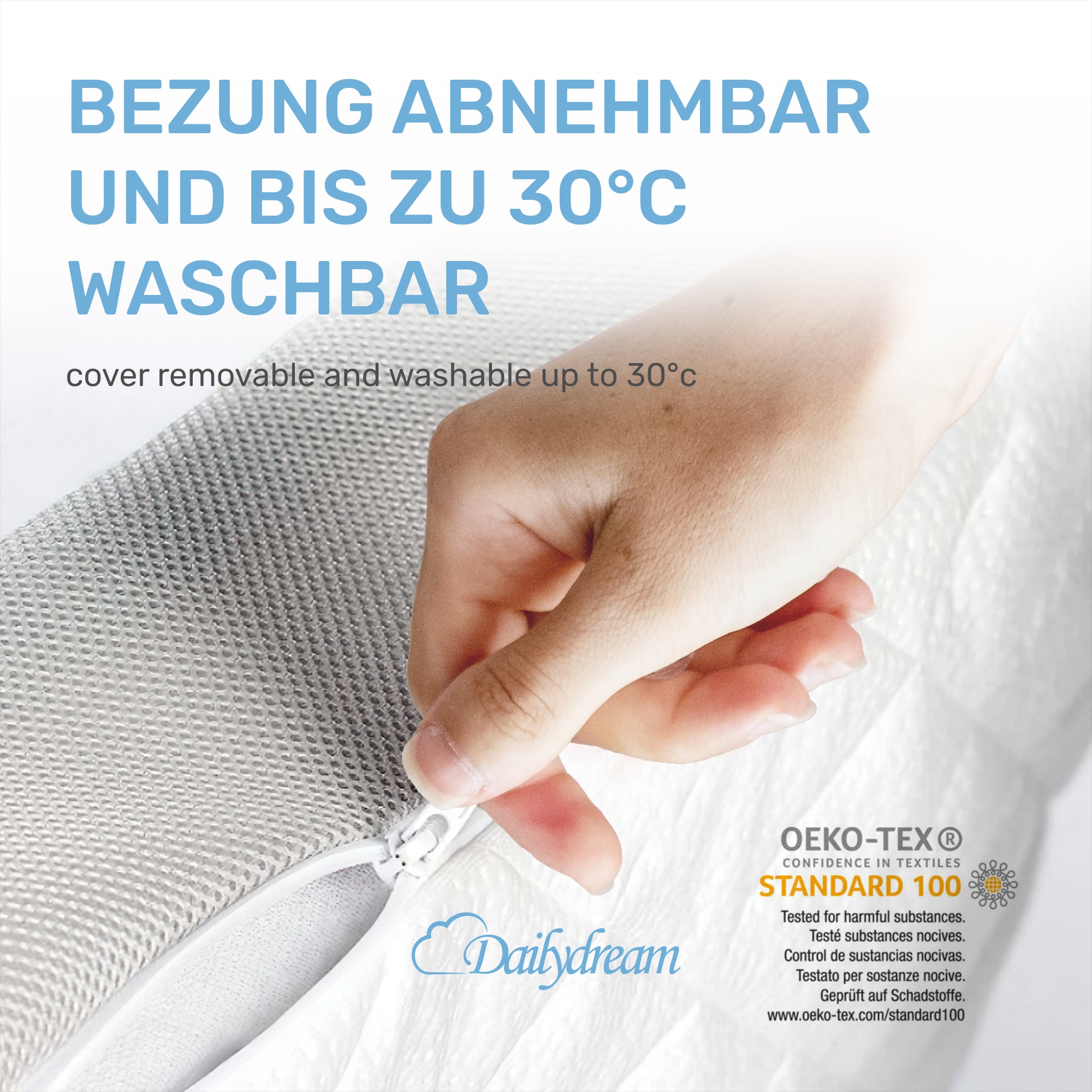 Dailydream Baby- und Kindermatratze Model 1 für 0-36 Monate alte Kinder und bis 25kg mit atmungsaktiven Matratzenkern, 70x140x10cm