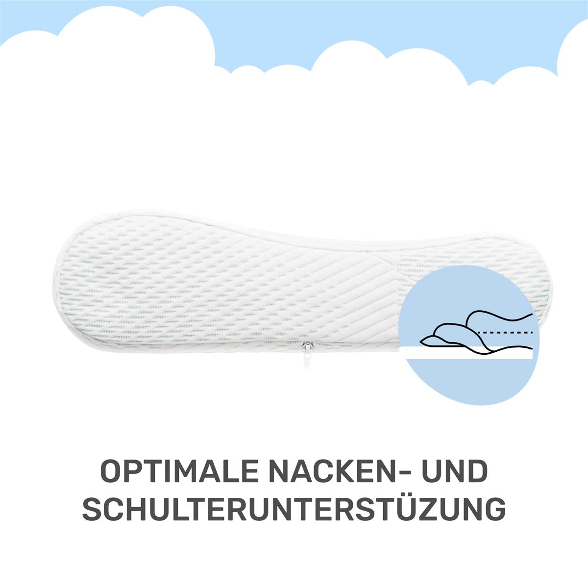 Ergonomisches Kissen SnuzzleCloud, 60x40x9/11 cm, Weiß