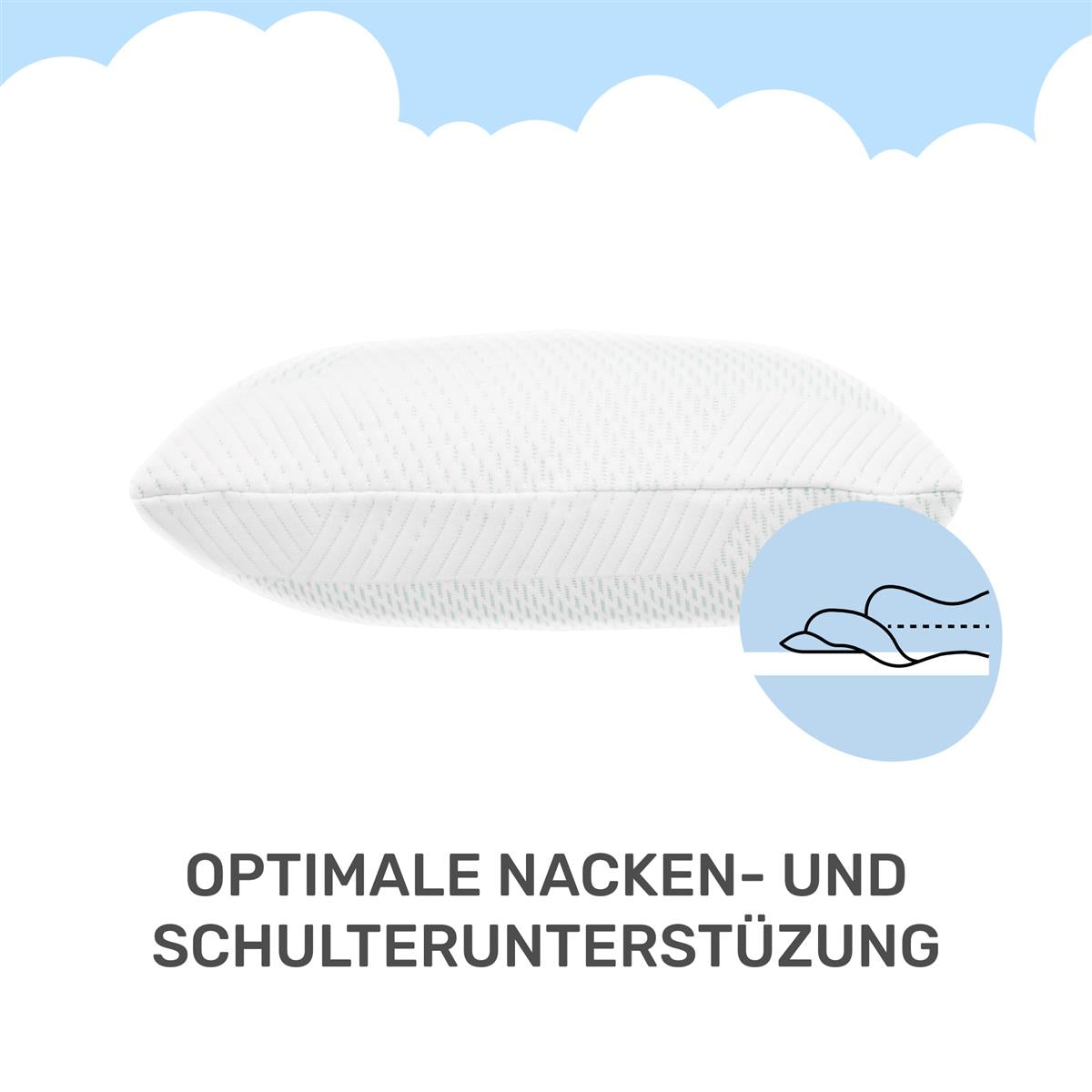 Ergonomisches Kissen SnuzzleCloud, 40x40x16 cm, Weiß