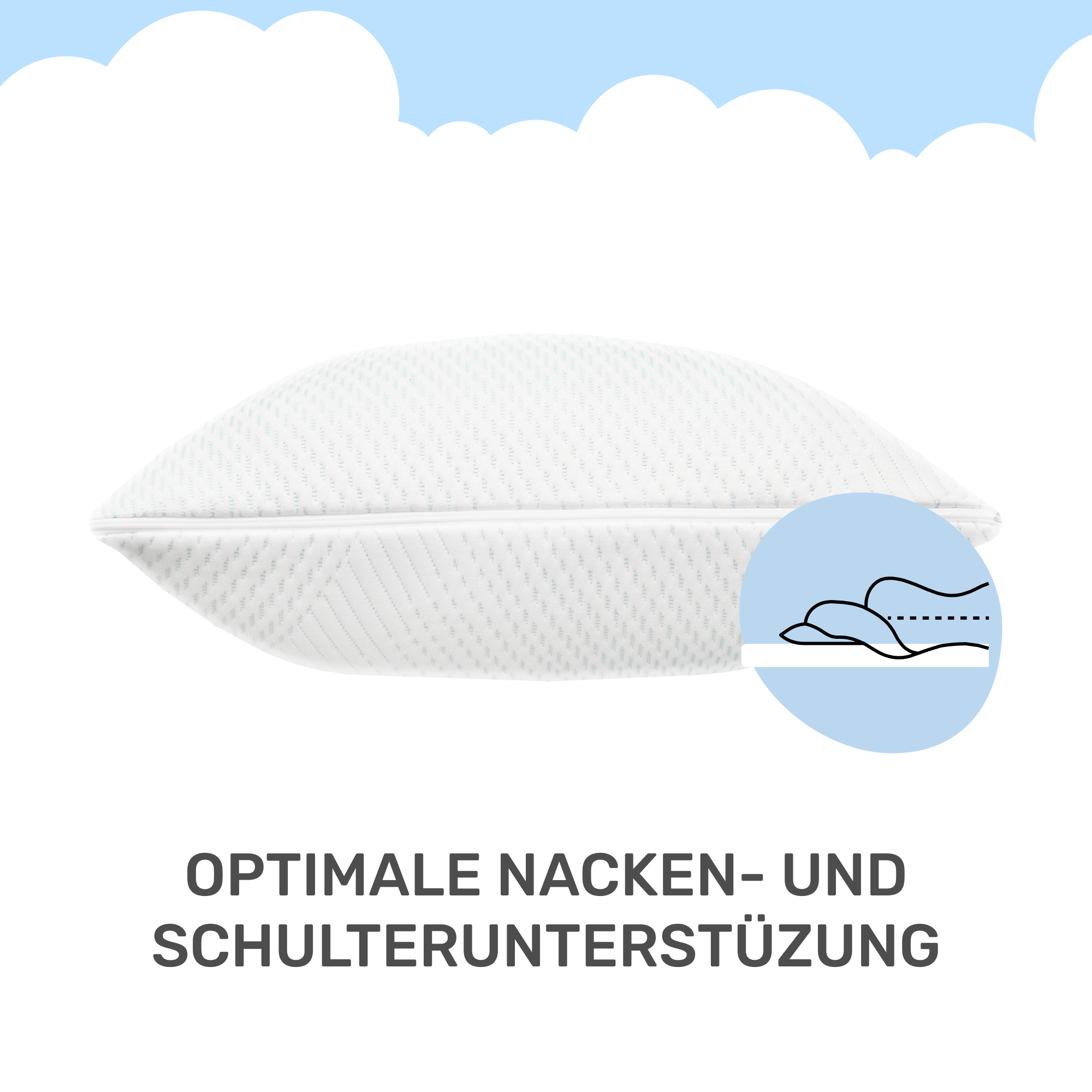 Dailydream SnuzzleCloud Memory Foam Kissen, ergonomisches Nackenstützkissen, 80x40x20 cm, 2 Stück, Weiß