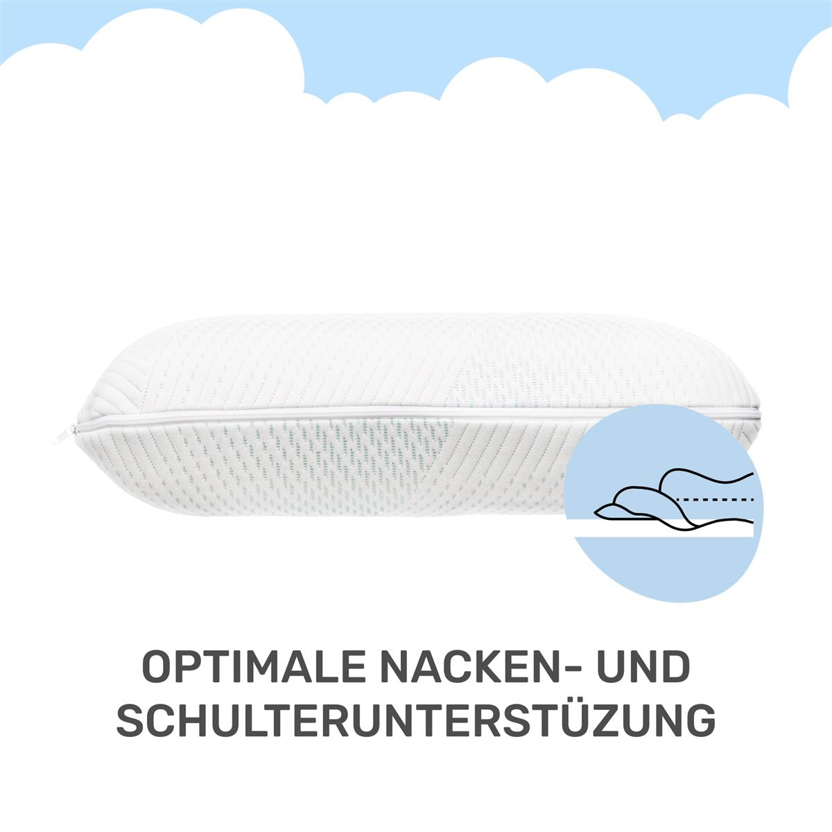 Ergonomisches Kissen SnuzzleCloud, 60x40x12 cm, Weiß