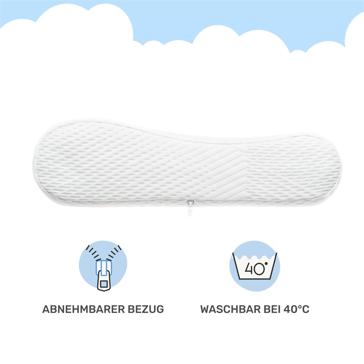 Ergonomisches Kissen SnuzzleCloud, 60x40x9/11 cm, Weiß